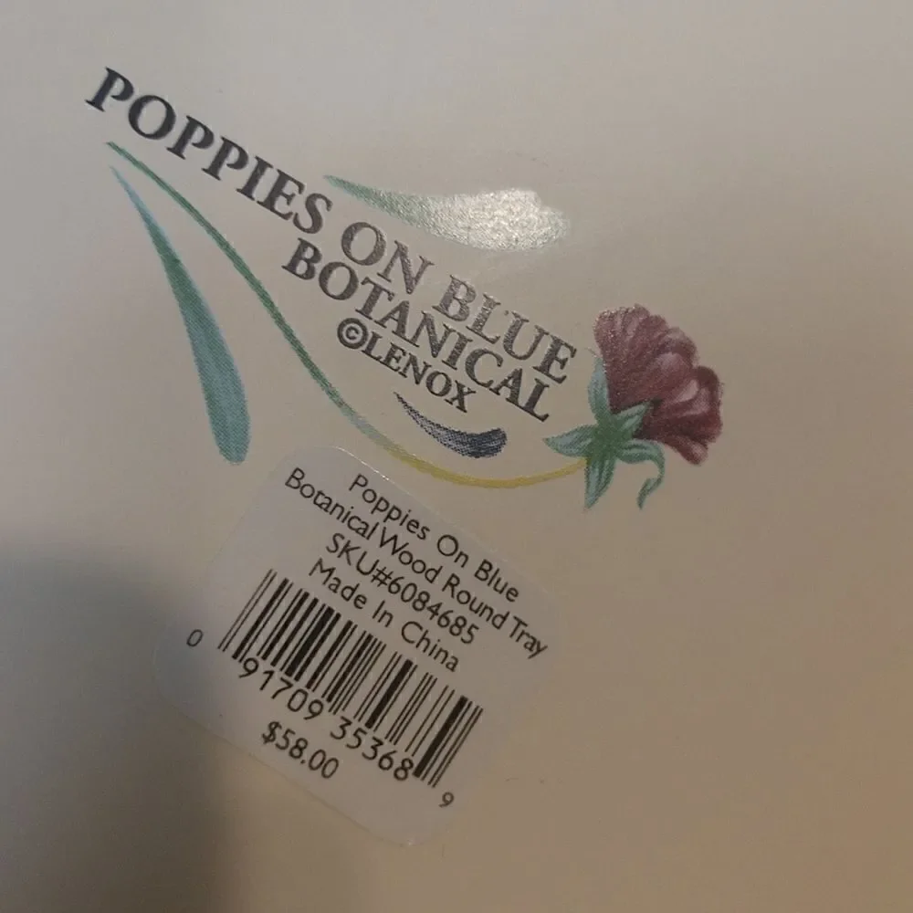 Poppies on Blue Lenox Wood Serving Plate Decor